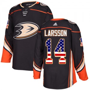 Youth Authentic Anaheim Ducks Jacob Larsson Black USA Flag Fashion Official Adidas Jersey