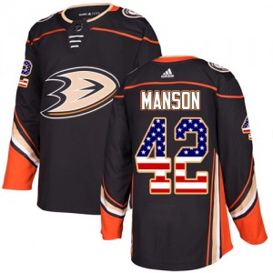 Adult Authentic Anaheim Ducks Josh Manson Black USA Flag Fashion Official Adidas Jersey