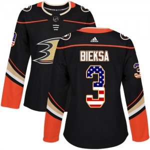 Women's Authentic Anaheim Ducks Kevin Bieksa Black USA Flag Fashion Official Adidas Jersey