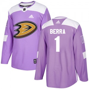 Adult Authentic Anaheim Ducks Reto Berra Purple Fights Cancer Practice Official Adidas Jersey
