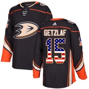 Adult Authentic Anaheim Ducks Ryan Getzlaf Black USA Flag Fashion Official Adidas Jersey