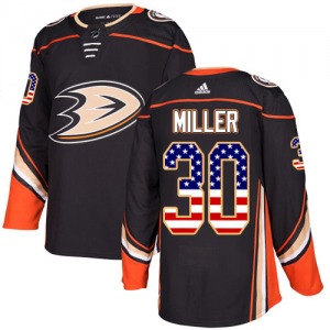 Youth Authentic Anaheim Ducks Ryan Miller Black USA Flag Fashion Official Adidas Jersey