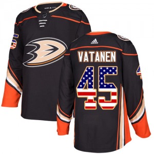 Adult Authentic Anaheim Ducks Sami Vatanen Black USA Flag Fashion Official Adidas Jersey