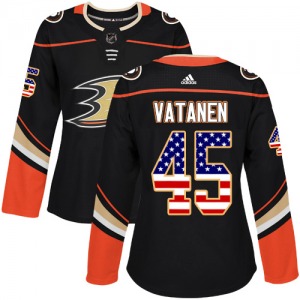 Women's Authentic Anaheim Ducks Sami Vatanen Black USA Flag Fashion Official Adidas Jersey