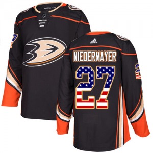 Youth Authentic Anaheim Ducks Scott Niedermayer Black USA Flag Fashion Official Adidas Jersey
