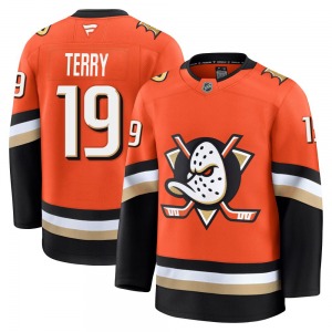 Adult Premium Anaheim Ducks Troy Terry Orange Home Official Fanatics Jersey