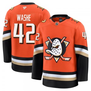 Adult Premium Anaheim Ducks Tim Washe Orange Home Official Fanatics Jersey