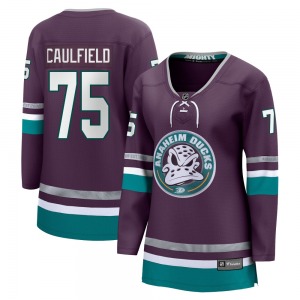 Women's Premier Anaheim Ducks Judd Caulfield Purple 30th Anniversary Breakaway Official Fanatics Branded Jersey