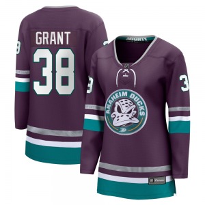 Women's Premier Anaheim Ducks Derek Grant Purple 30th Anniversary Breakaway Official Fanatics Branded Jersey