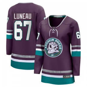 Women's Premier Anaheim Ducks Tristan Luneau Purple 30th Anniversary Breakaway Official Fanatics Branded Jersey