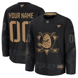 Adult Premium Anaheim Ducks Custom Black Custom 2024 Military Appreciation Practice Official Fanatics Jersey