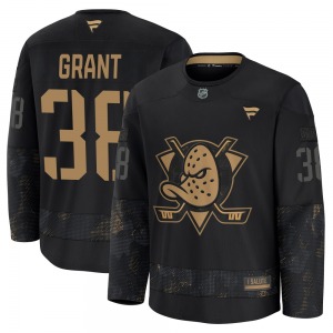 Adult Premium Anaheim Ducks Derek Grant Black 2024 Military Appreciation Practice Official Fanatics Jersey