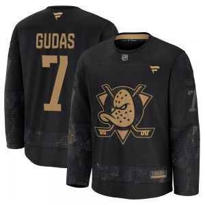 Adult Premium Anaheim Ducks Radko Gudas Black 2024 Military Appreciation Practice Official Fanatics Jersey