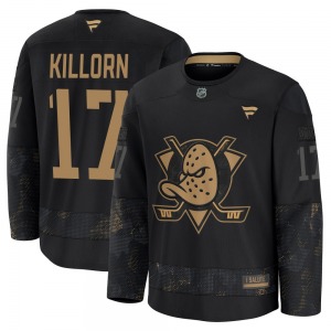Adult Premium Anaheim Ducks Alex Killorn Black 2024 Military Appreciation Practice Official Fanatics Jersey