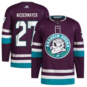 Adult Authentic Anaheim Ducks Scott Niedermayer Purple 30th Anniversary Primegreen Official Adidas Jersey