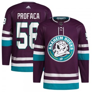 Adult Authentic Anaheim Ducks Luka Profaca Purple 30th Anniversary Primegreen Official Adidas Jersey