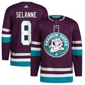 Adult Authentic Anaheim Ducks Teemu Selanne Purple 30th Anniversary Primegreen Official Adidas Jersey