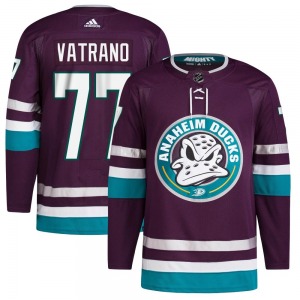 Adult Authentic Anaheim Ducks Frank Vatrano Purple 30th Anniversary Primegreen Official Adidas Jersey