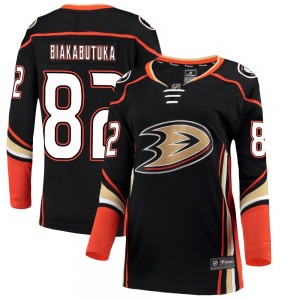 Women's Breakaway Anaheim Ducks Jeremie Biakabutuka Black Home Official Fanatics Branded Jersey