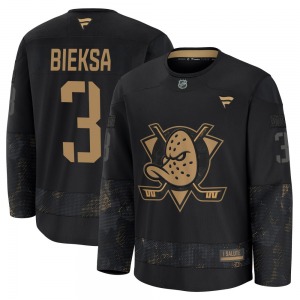 Youth Premium Anaheim Ducks Kevin Bieksa Black 2024 Military Appreciation Practice Official Fanatics Jersey