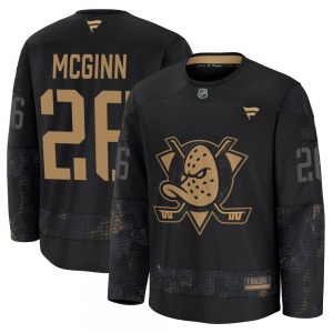 Youth Premium Anaheim Ducks Brock McGinn Black 2024 Military Appreciation Practice Official Fanatics Jersey