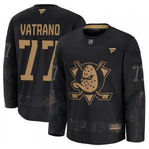 Youth Premium Anaheim Ducks Frank Vatrano Black 2024 Military Appreciation Practice Official Fanatics Jersey