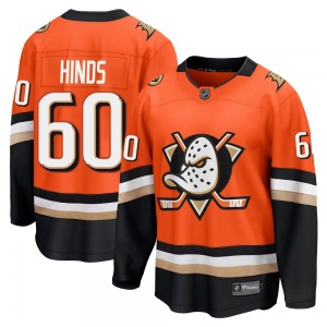 Youth Breakaway Anaheim Ducks Tyson Hinds Orange Home Official Fanatics Jersey