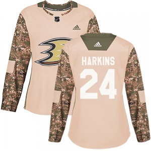 Women's Authentic Anaheim Ducks Jansen Harkins Camo Veterans Day Practice Official Adidas Jersey