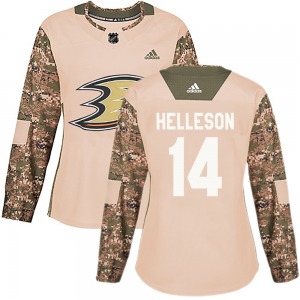 Women's Authentic Anaheim Ducks Drew Helleson Camo Veterans Day Practice Official Adidas Jersey