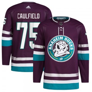 Youth Authentic Anaheim Ducks Judd Caulfield Purple 30th Anniversary Primegreen Official Adidas Jersey