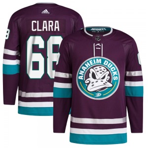 Youth Authentic Anaheim Ducks Damian Clara Purple 30th Anniversary Primegreen Official Adidas Jersey