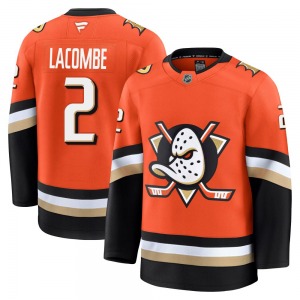 Youth Premium Anaheim Ducks Jackson LaCombe Orange Home Official Fanatics Jersey
