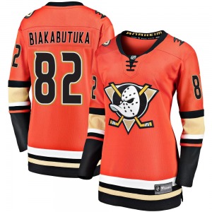 Women's Premier Anaheim Ducks Jeremie Biakabutuka Orange Breakaway 2019/20 Alternate Official Fanatics Branded Jersey