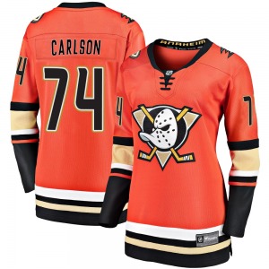 Women's Premier Anaheim Ducks John Carlson Orange Breakaway 2019/20 Alternate Official Fanatics Branded Jersey