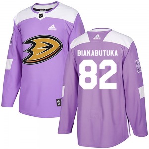 Youth Authentic Anaheim Ducks Jeremie Biakabutuka Purple Fights Cancer Practice Official Adidas Jersey