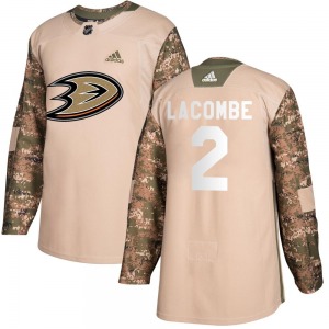 Adult Authentic Anaheim Ducks Jackson LaCombe Camo Veterans Day Practice Official Adidas Jersey