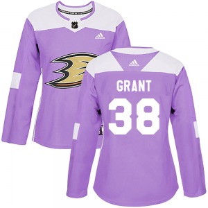 Women's Authentic Anaheim Ducks Derek Grant Purple Fights Cancer Practice Official Adidas Jersey