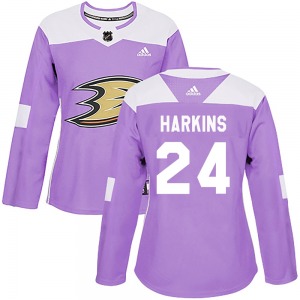 Women's Authentic Anaheim Ducks Jansen Harkins Purple Fights Cancer Practice Official Adidas Jersey