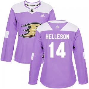 Women's Authentic Anaheim Ducks Drew Helleson Purple Fights Cancer Practice Official Adidas Jersey