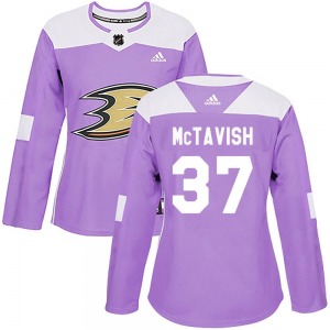 Women's Authentic Anaheim Ducks Mason McTavish Purple Fights Cancer Practice Official Adidas Jersey