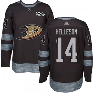 Adult Authentic Anaheim Ducks Drew Helleson Black 1917-2017 100th Anniversary Official Jersey