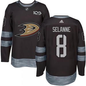 Adult Authentic Anaheim Ducks Teemu Selanne Black 1917-2017 100th Anniversary Official Jersey