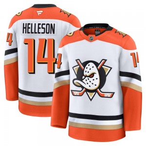 Youth Premium Anaheim Ducks Drew Helleson White Edition 2025 Away Official Fanatics Jersey