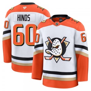 Youth Premium Anaheim Ducks Tyson Hinds White Edition 2025 Away Official Fanatics Jersey