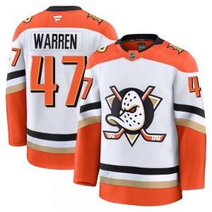 Youth Premium Anaheim Ducks Noah Warren White Edition 2025 Away Official Fanatics Jersey