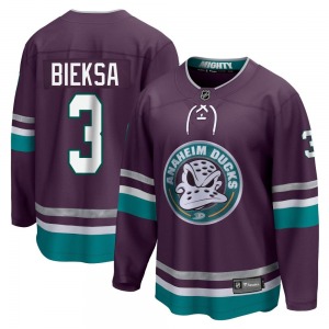 Adult Premier Anaheim Ducks Kevin Bieksa Purple 30th Anniversary Breakaway Official Fanatics Branded Jersey