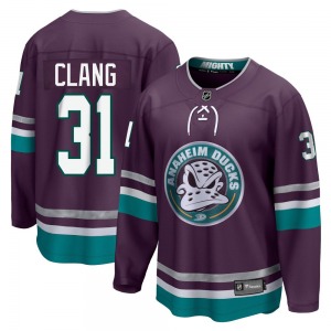 Adult Premier Anaheim Ducks Calle Clang Purple 30th Anniversary Breakaway Official Fanatics Branded Jersey