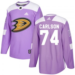 Adult Authentic Anaheim Ducks John Carlson Purple Fights Cancer Practice Official Adidas Jersey