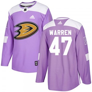 Adult Authentic Anaheim Ducks Noah Warren Purple Fights Cancer Practice Official Adidas Jersey