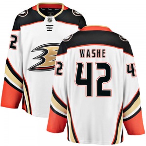 Adult Breakaway Anaheim Ducks Tim Washe White Away Official Fanatics Branded Jersey